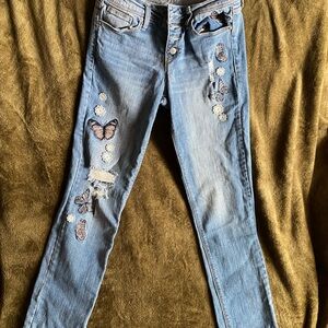 Black Daisy Jamie Women's Juniors Size 3/26 Blue Relaxed Skinny Distressed Jeans